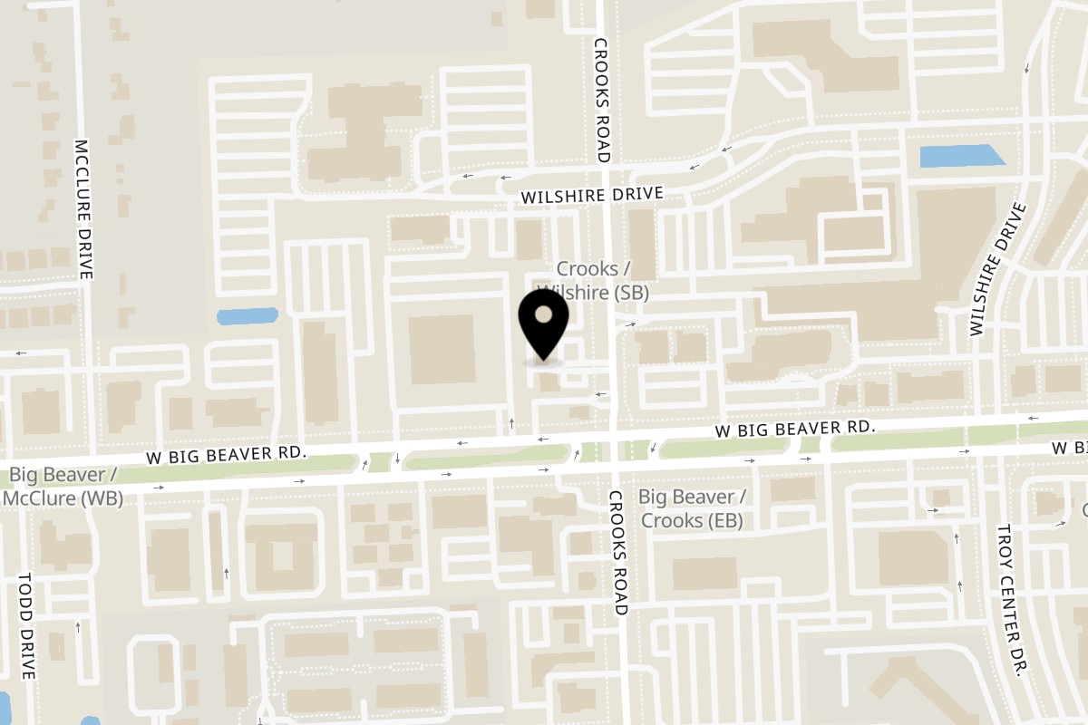 Map showing the location of Mezcal Express Dearborn Troy on 3065 Crooks Rd in Troy